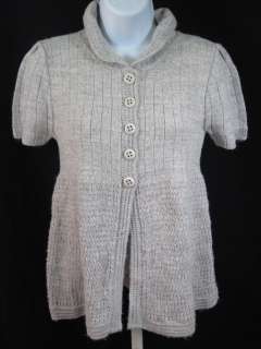 LUX Casual Gray Knit Short Sleeve Cardigan Sweater M  