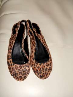 RAMPAGE Designer Womens Open Toe Leopard Print Low Wedges Heels 