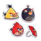 24 Angry Birds CAKE Cupcake Rings Party Favors Red Yellow Black 