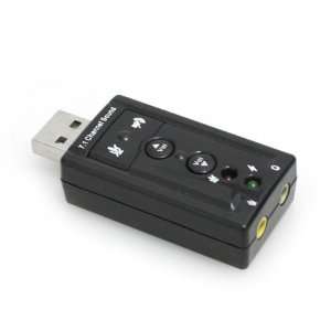 USB Virtual 7.1 Channel Sound Adapter, Black