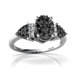  14K White Gold Black Diamond 3 Stone Ring Size 7 Jewelry