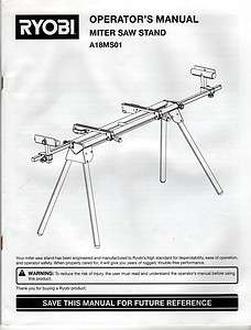 Ryobi Model A18MS01 Miter Saw Stand Operators Manual  