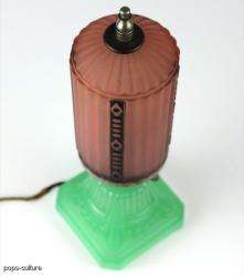 Pink and Jade Green Glass Boudoir Bedside Table Lamp  