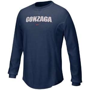  Nike Gonzaga Bulldogs Navy Blue Waffle Long Sleeve Crew 