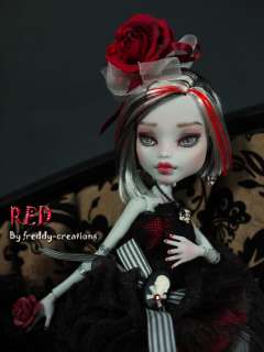 OOAK Custom Repaint Monster High Frankie *RED* + Valentine Dress Set 