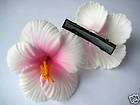 Hawaiian Hawaii Bridal Wedding Party Flower Hair Clip White with Pink 