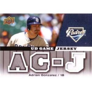  Adrian Gonzalez Game Worn Jersey Card Sports Collectibles