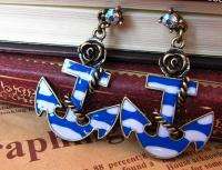 Brand New BJ style Fashion Blue Anchor Drop Earrings  