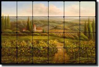 Ching Tuscan Vineyard Art Tumbled Marble Tile Mural  