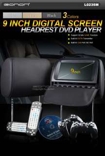 L0235M 9Digital Car Pillow Headrest Monitor DVD Stereo Player Speaker 