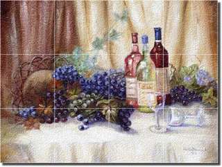 Davenport Wine Grape Art Glass Tile Mural Backsplash  
