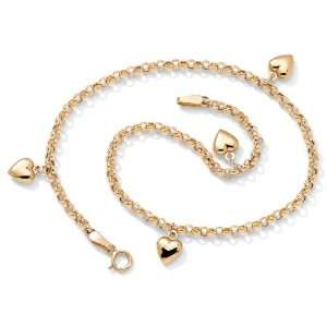    PalmBeach Jewelry 10k Puffed Heart Ankle Bracelet 10 Jewelry