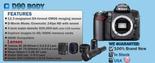 Nikon D90 Digital SLR & 7 LENSES 16GB Massive Kit NEW 837654916148 
