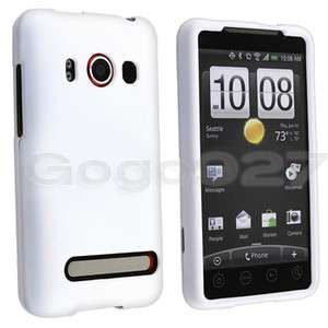   HARD RUBBER RUBBERIZED CASE COVER FOR HTC EVO 4G PHONE WHITE  