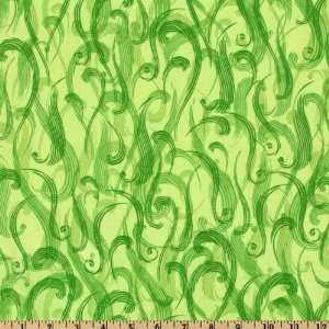  44 Wide Green With Envy Swirls Lime/Green Fabric By The 
