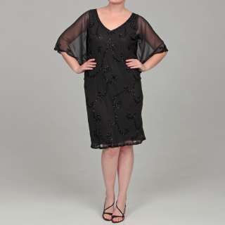Kara Womens Plus Size Sequin V neck Dress  