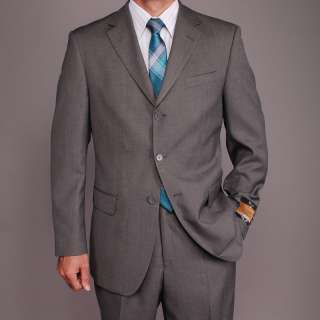 Bertolini Mens Grey Sharkskin Wool/Silk Blend 3 button Suit 