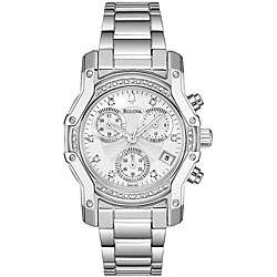   Bulova Womens Stainless Steel Diamond Accent Watch  
