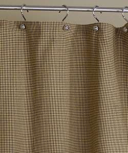 Brown and Tan Plaid Cotton Shower Curtain  