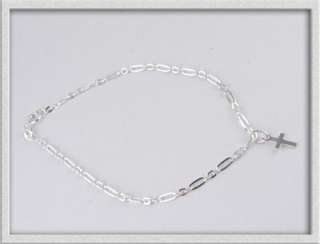 italian sterling silver anchor link chain cross charm bracelet