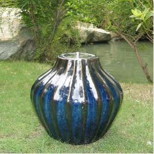  Prometheus Ceramic Fire Pot   10 H   Blue Midnight finish 