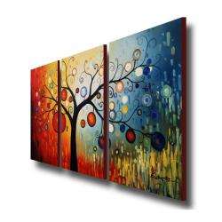 Life Tree V Oil Paint 3 piece Canvas Art Set  