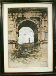 Luigi Kasimir Rome Arch of Titus Signed Etching 1920s  