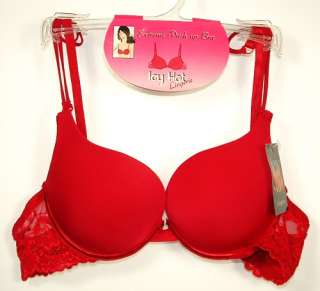 Red LACE WINGS PLUNGE EXTREME PUSH UP BRA  34 38 A/B/C  