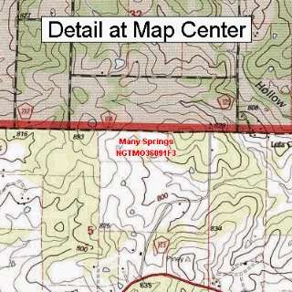  USGS Topographic Quadrangle Map   Many Springs, Missouri 