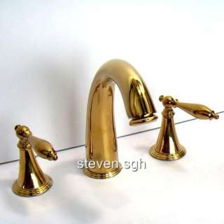   brass finish widespread faucet three holes install spout height