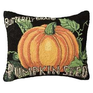  Pumpkin Seed Hooked Pillow is a handhooked reproduction 