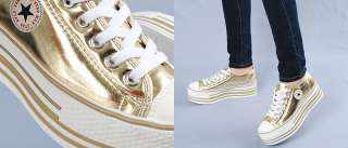   Shiny Platform Low High Sneakers US 6~8 / Ladies Wedge Shoes  