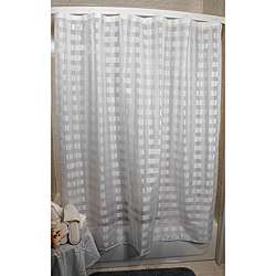 Vision Exchange Checkered Sheer White Shower Curtain  