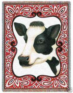 Bandana Cow Farm Tapestry Afghan Throw Blanket Gift  