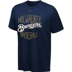  Milwaukee Brewers Navy Luxury Box T Shirt Sports 