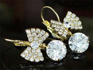 Sexy Bow Gold Pla Earrings Use Swarovski Crystal SE118  