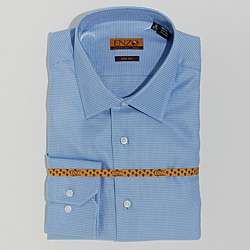 Enzo Tovare Mens Blue Pattern Cotton Dress Shirt  