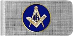 Brass & Purple Round Masonic FreeMason Seal Money Clip  