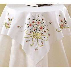 Bridal Bouquet Table Topper Stamped Cross Stitch Kit  