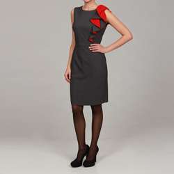 Calvin Klein Womens Ruffle Detail Stretch Dress  
