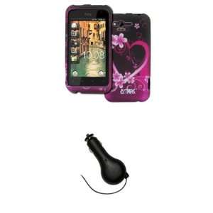  EMPIRE HTC Rhyme Purple Hearts & Flowers Rubberized Design 