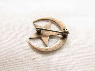 Vintage Gold Crescent Moon Seed Pearl Eastern Star Masonic Pin  