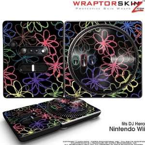  DJ Hero Skin Kearas Flowers on Black fits Nintendo Wii DJ Heros (DJ 