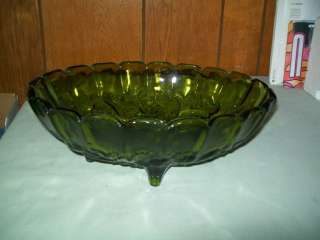 Vintage Green footed Fruit Bowl Carnival Indiana Glass?  
