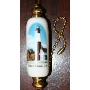  Tybee Island Lighthouse Porcelain Chain/Fan Pull