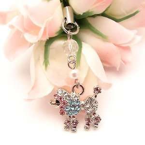  Multi Poodle Cell Phone Charm Strap Cubic Stone Cell 