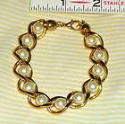 Chain Link Bracelet W/Pearls In The Middle Of Each Goldtone Link A 