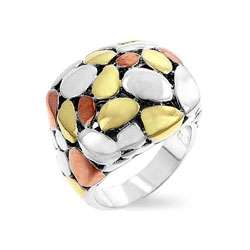 Tri color Cluster Style Fashion Ring  