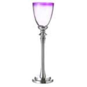  Large Glass Candle Holder   Purple & Silver Case Pack 8 