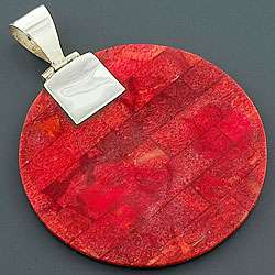 Sterling Silver Red Sea Coral Pendant (Indonesia)  